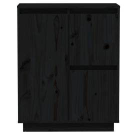 Servantă, negru, 60x34x75 cm, lemn masiv de pin, 5 image
