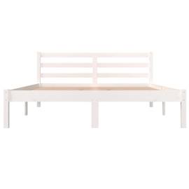 Cadru de pat, alb, 140x190 cm, lemn masiv de pin, 4 image
