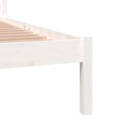 Cadru de pat, alb, 140x190 cm, lemn masiv de pin, 6 image