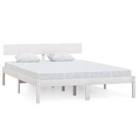 Cadru de pat uk mic dublu, alb, 120x190 cm, lemn masiv de pin, 2 image