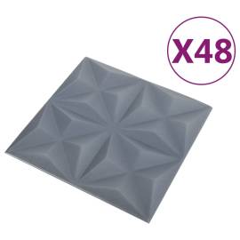 Panouri de perete 3d, 48 buc., gri origami, 50x50 cm, 12 m², 2 image