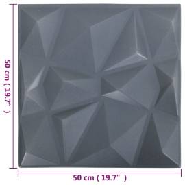 Panouri de perete 3d, 48 buc, gri diamant, 50x50 cm, 6 image