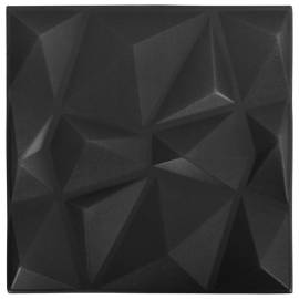 Panouri de perete 3d 24 buc. negru 50x50 cm model diamant 6 m², 5 image