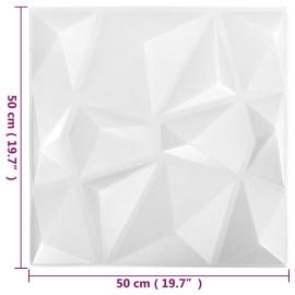 Panouri de perete 3d 48 buc. alb 50x50 cm model diamant 12 m², 6 image