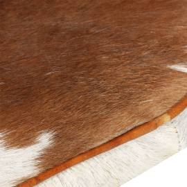 Scaun cu spătar cu aripioare maro & alb piele naturală mițoasă, 7 image