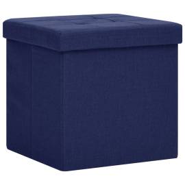 Taburet de depozitare pliabil, albastru, imitație de pânză, 2 image