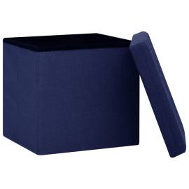 Taburet de depozitare pliabil, albastru, imitație de pânză, 4 image