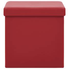 Taburet de depozitare pliabil, roșu vin, pvc, 3 image