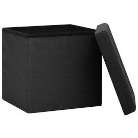 Taburete de depozitare pliabile, 2 buc., negru, imitație pânză, 5 image