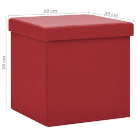 Taburete de depozitare pliabile, 2 buc., roșu vin, pvc, 9 image