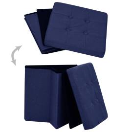 Taburete depozitare pliabile 2 buc. albastru imitație pânză, 6 image