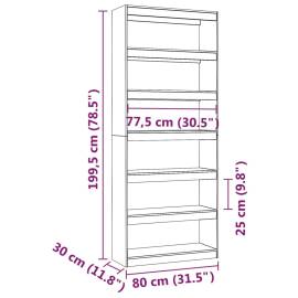 Bibliotecă/separator cameră, 80x30x199,5 cm lemn masiv pin, 8 image