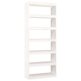 Bibliotecă/separator cameră, alb, 80x30x199,5 cm lemn masiv pin, 2 image