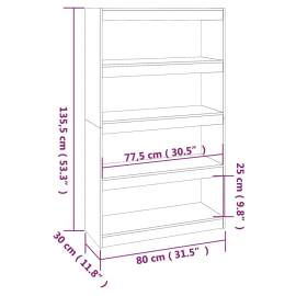 Bibliotecă/separator cameră alb, 80x30x135,5 cm, lemn masiv pin, 8 image