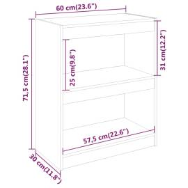 Bibliotecă/separator cameră,gri,60x30x71,5 cm,lemn masiv de pin, 8 image