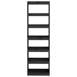 Bibliotecă/separator cameră negru 60x30x199,5 cm lemn masiv pin, 5 image