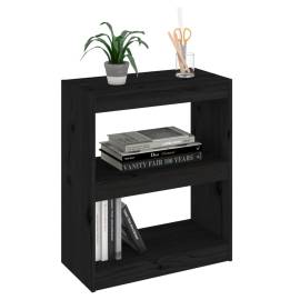 Bibliotecă/separator cameră,negru,60x30x71,5 cm, lemn masiv pin, 4 image