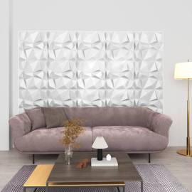 Panouri de perete 3d, 12 buc., 50x50 cm, alb diamant, 3 m²