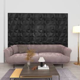 Panouri de perete 3d, 12 buc., 50x50 cm, negru diamant, 3 m²