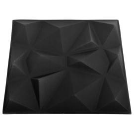 Panouri de perete 3d, 12 buc., 50x50 cm, negru diamant, 3 m², 4 image