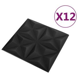 Panouri de perete 3d, 12 buc, negru origami, 50x50 cm, 2 image