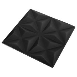 Panouri de perete 3d, 12 buc, negru origami, 50x50 cm, 3 image