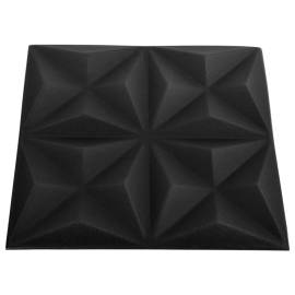 Panouri de perete 3d, 12 buc, negru origami, 50x50 cm, 4 image