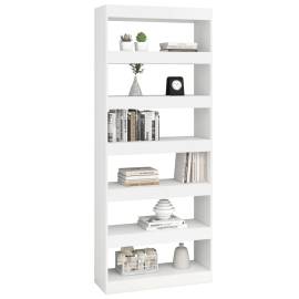 Bibliotecă/separator cameră, alb, 80x30x198 cm, pal, 4 image