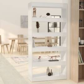Bibliotecă/separator cameră, alb lucios, 80x30x166 cm, pal