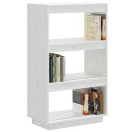 Bibliotecă/separator cameră alb 60x35x103 cm lemn masiv de pin, 4 image