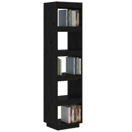 Bibliotecă/separator cameră negru 40x35x167 cm lemn masiv pin, 4 image