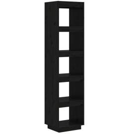 Bibliotecă/separator cameră negru 40x35x167 cm lemn masiv pin, 2 image