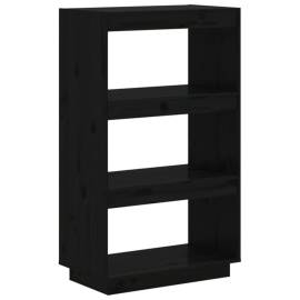 Bibliotecă/separator cameră negru 60x35x103 cm lemn masiv pin, 2 image