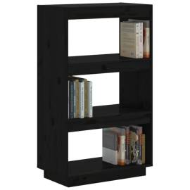 Bibliotecă/separator cameră negru 60x35x103 cm lemn masiv pin, 4 image