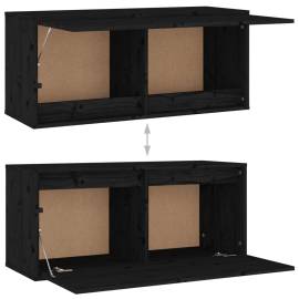 Dulap de perete, negru, 80x30x35 cm, lemn masiv de pin, 8 image
