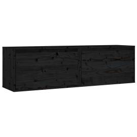 Dulapuri de perete, 2 buc., negru, 60x30x35 cm, lemn masiv pin, 2 image