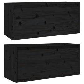 Dulapuri de perete 2 buc. negru 80x30x35 cm lemn masiv de pin, 5 image