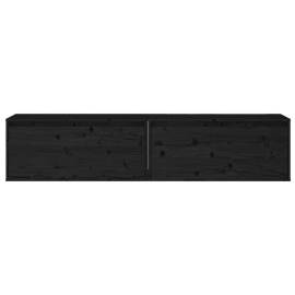 Dulapuri de perete 2 buc. negru 80x30x35 cm lemn masiv de pin, 4 image