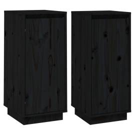 Servante, 2 buc., negru, 31,5x34x75 cm, lemn masiv de pin, 2 image