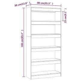 Bibliotecă/separator cameră, gri sonoma, 80x30x166 cm, pal, 7 image