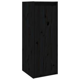 Dulap de perete, negru, 30x30x80 cm, lemn masiv de pin, 2 image
