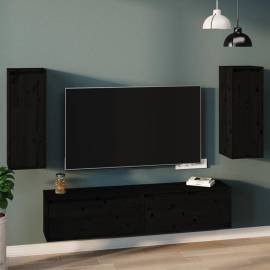 Dulapuri de perete, 2 buc., negru, 30x30x80 cm, lemn masiv pin