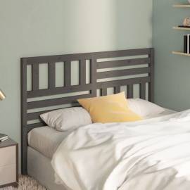 Tăblie de pat, gri, 141x4x100 cm, lemn masiv de pin, 3 image