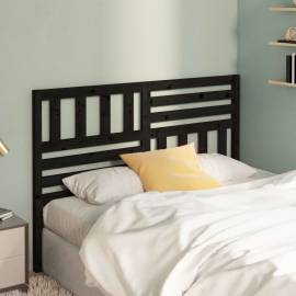 Tăblie de pat, negru, 126x4x100 cm, lemn masiv de pin, 3 image