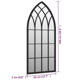 Oglindă de grădină, negru, 100x45 cm, fier uz exterior, 6 image