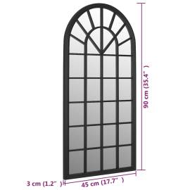 Oglindă de grădină, negru, 90x45 cm, fier pentru uz exterior, 6 image