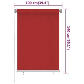 Jaluzea tip rulou de exterior, 100x140 cm, roșu, hdpe, 6 image