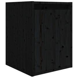 Comode tv, 8 buc., negru, lemn masiv de pin, 7 image