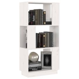 Bibliotecă/separator cameră, alb, 51x25x101 cm lemn masiv pin, 4 image