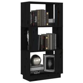 Bibliotecă/separator cameră, negru, 51x25x101 cm lemn masiv pin, 4 image